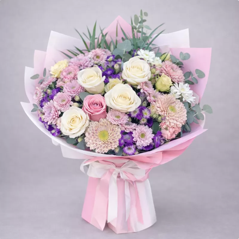 Pembe Masal – Karışık Pastel Mevsim Çiçekleri Buketi