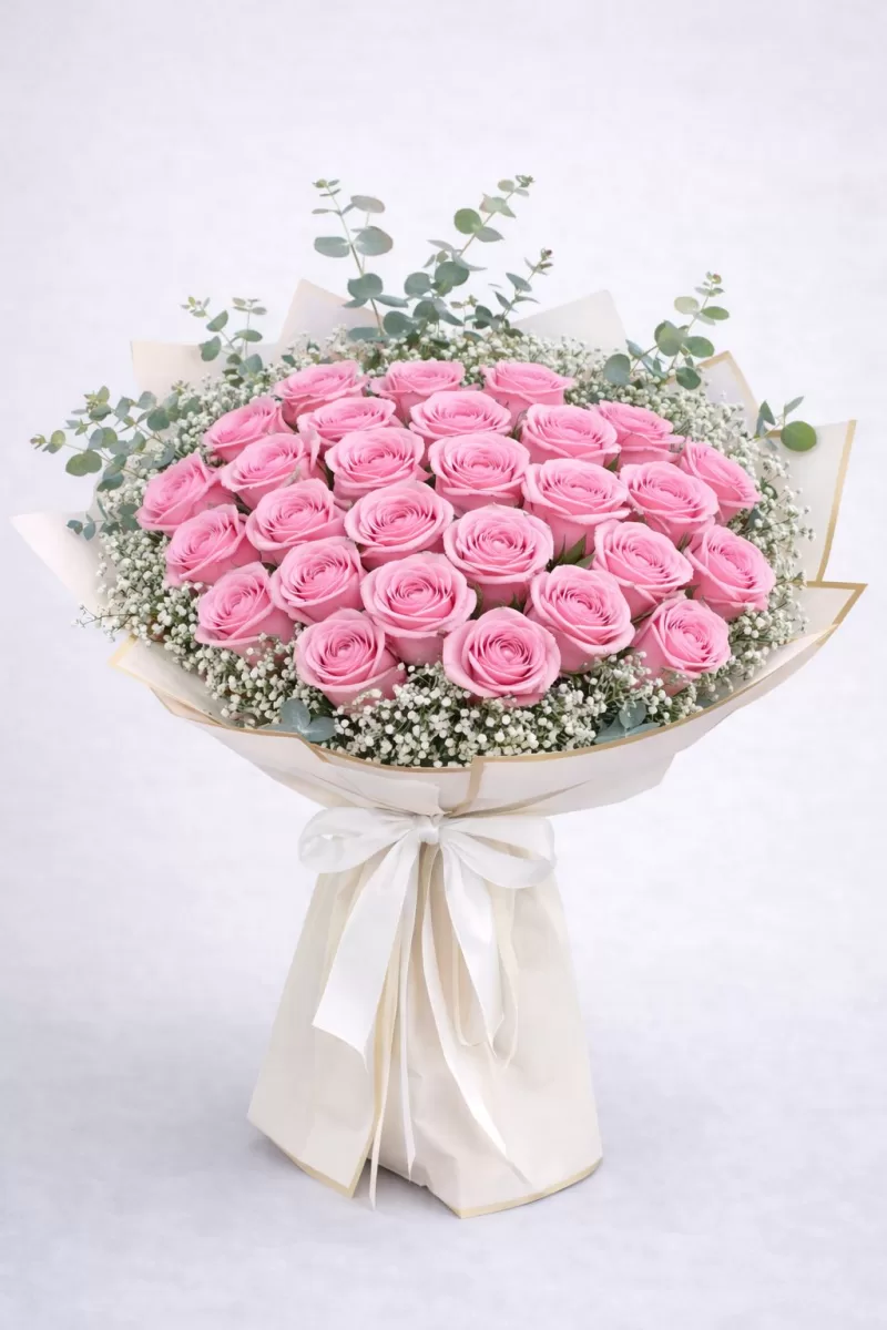 Pembe Güllerin Zarafeti – Premium Pembe Gül Buketi