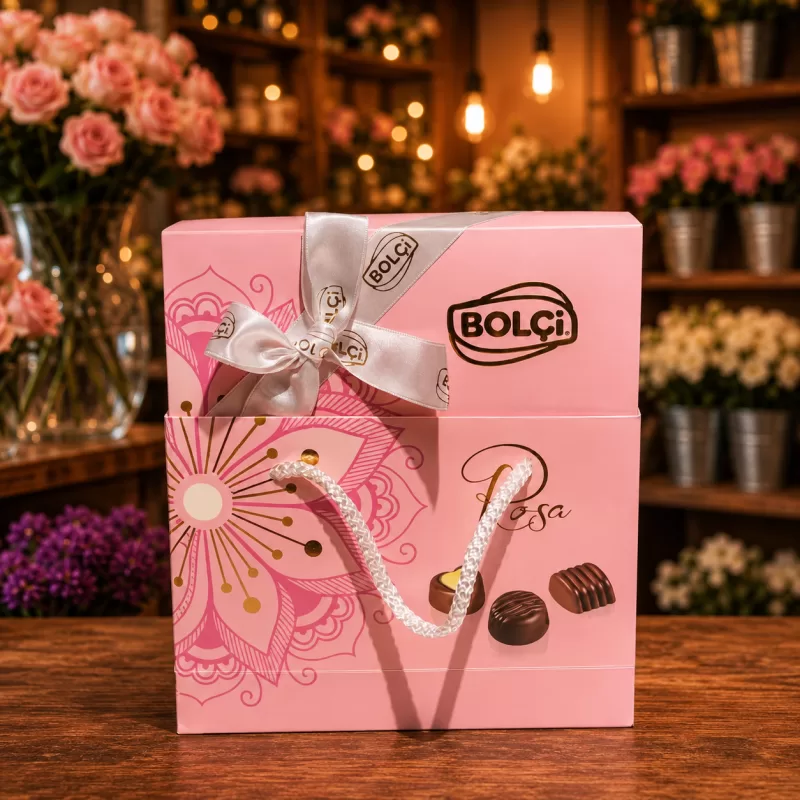 Bolci Pembe Çikolata Çantalı – Özel Tasarım Hediye Kutusu