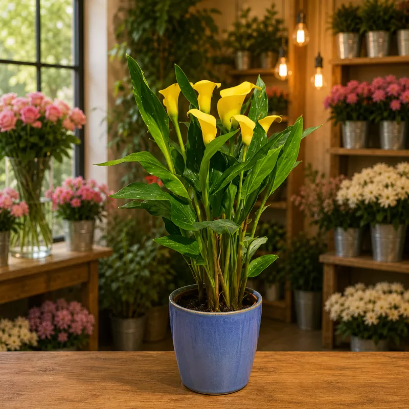 Sarı Gala (Calla Lily) Saksı Çiçeği – Zarif ve Modern Canlı Bitki