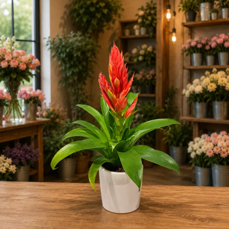 Beyaz Saksıda Alev Kılıcı Çiçeği