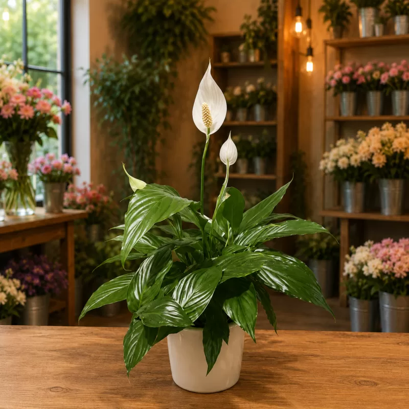 Beyaz Saksıda Barış Çiçeği (Spathiphyllum)