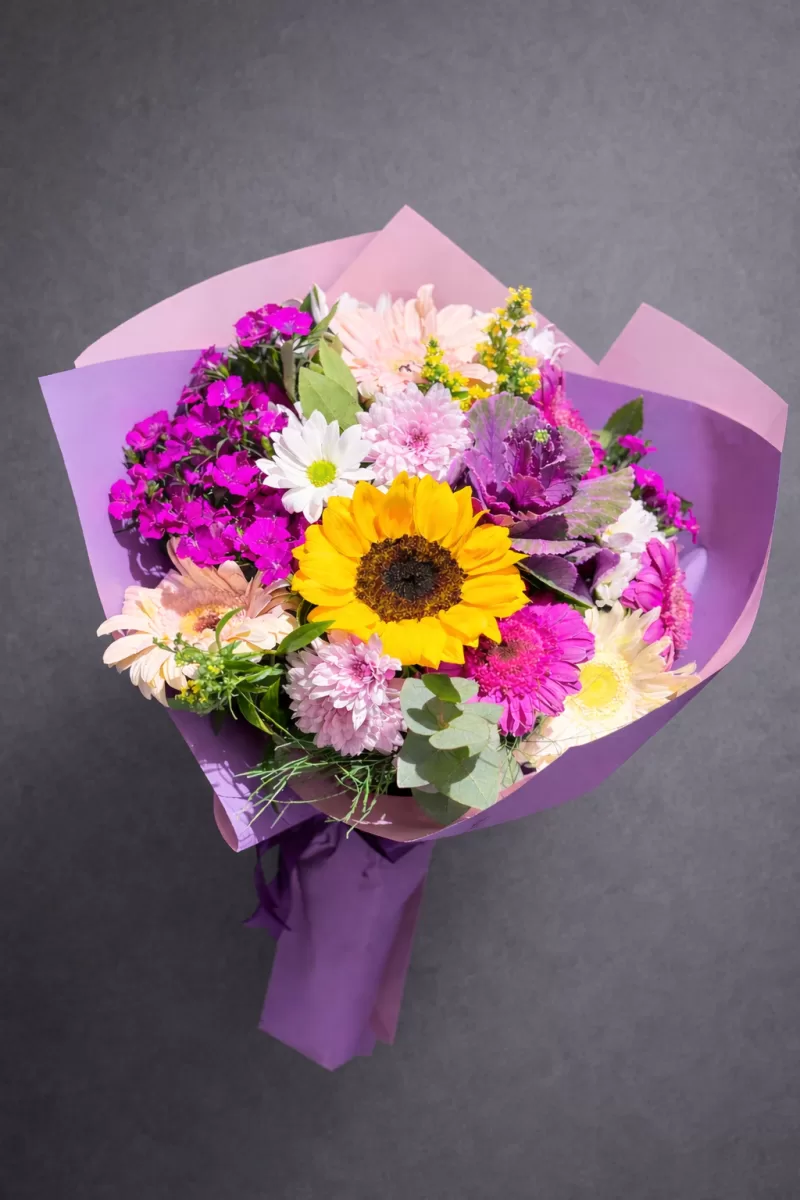 Ayçiçeği ve Renkli Karışık Çiçek Buketi | Gebze Çiçek Siparişi