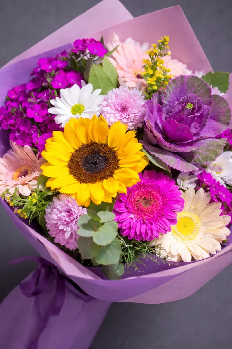 Ayçiçeği ve Renkli Karışık Çiçek Buketi | Gebze Çiçek Siparişi