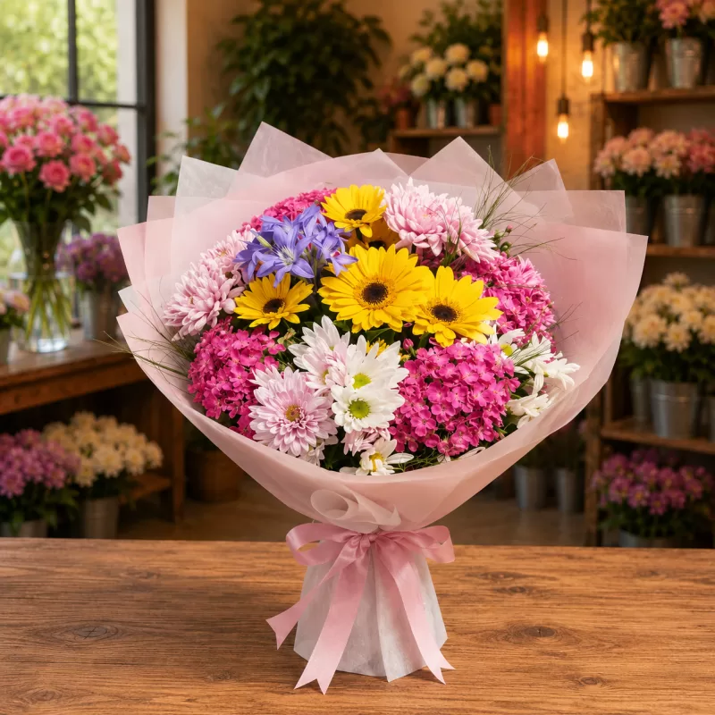 Gerbera ve Papatya Karışık Buketi