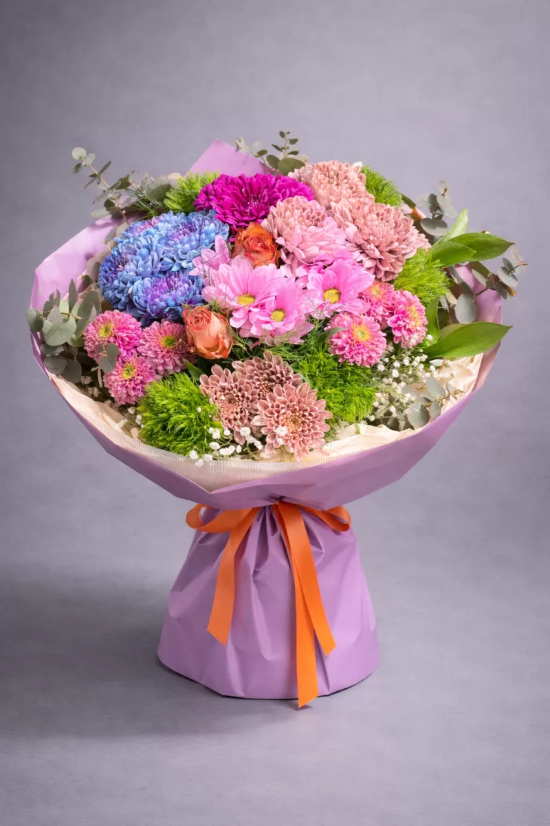 Renkli Karışık Çiçek Buketi