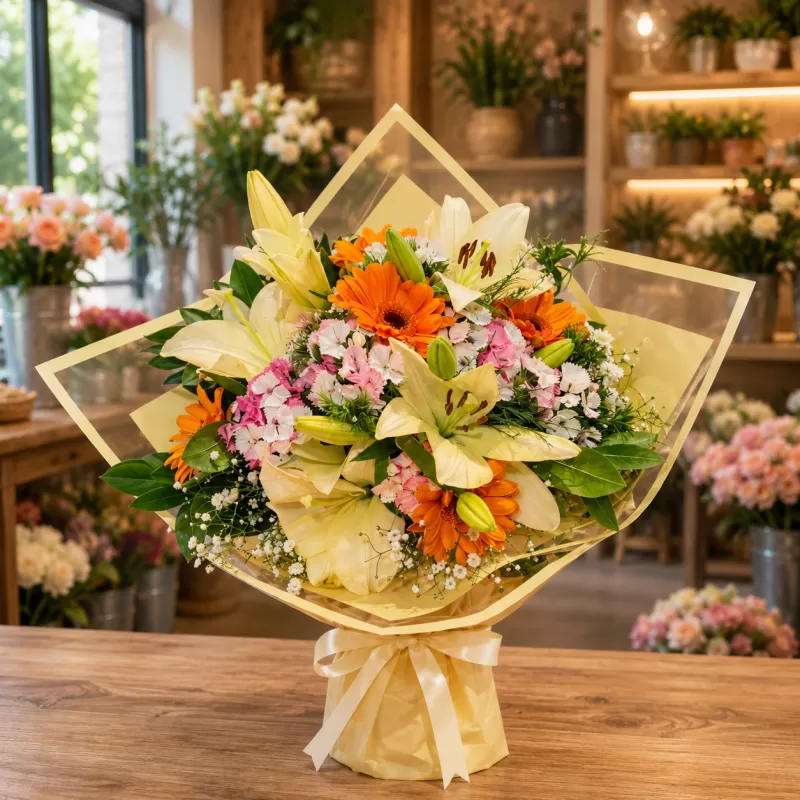 Lilyum ve Gerbera Çiçek Buketi