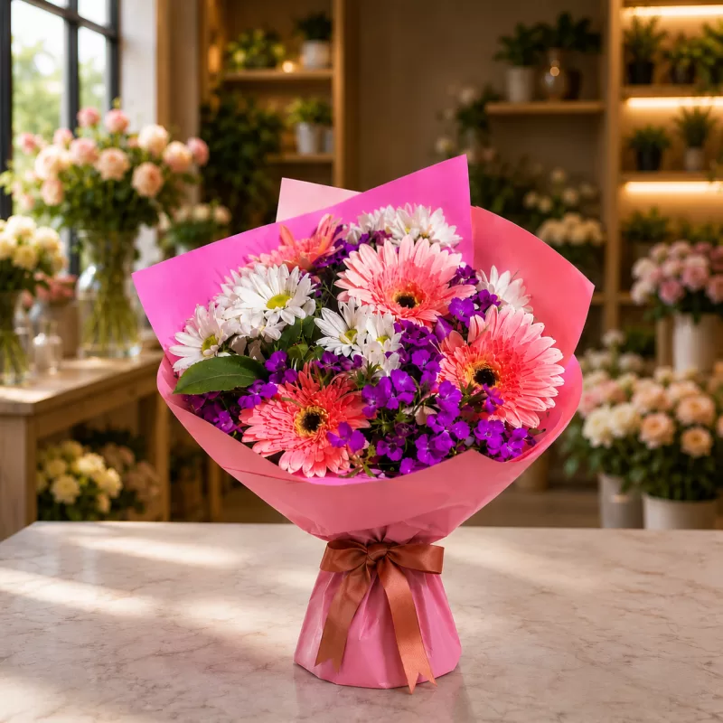 Gerbera ve Papatya Çiçek Buketi