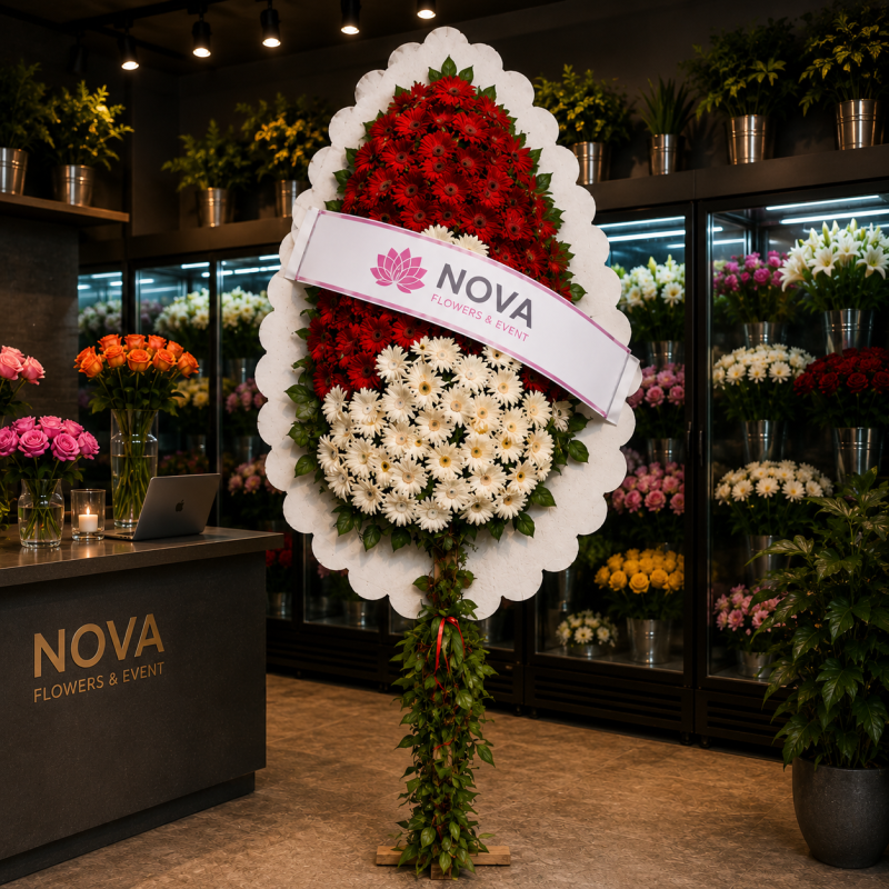 Nova Elegance Beyaz Gerbera Açılış ve Kutlama Çelengi